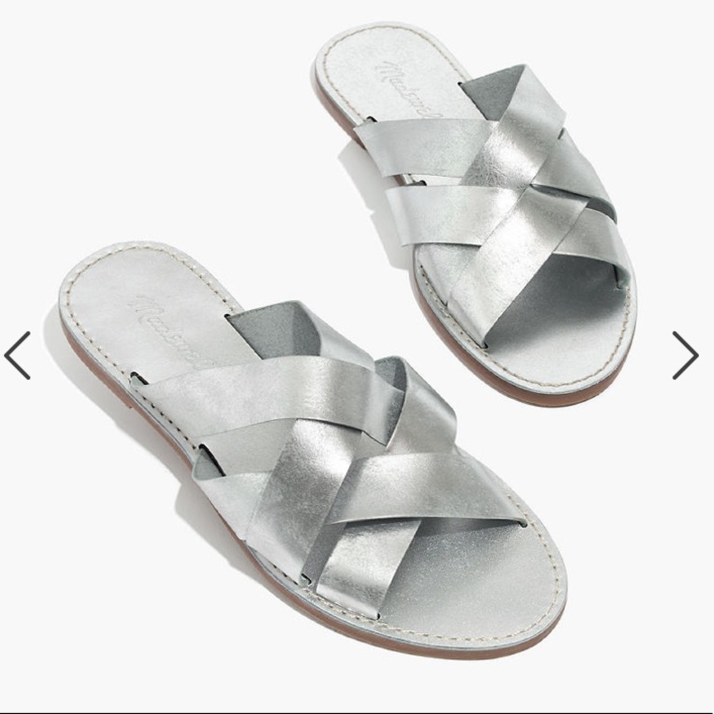 Madewell Metallic The Boardwalk Woven Slide Sandal - Picture 1 of 11